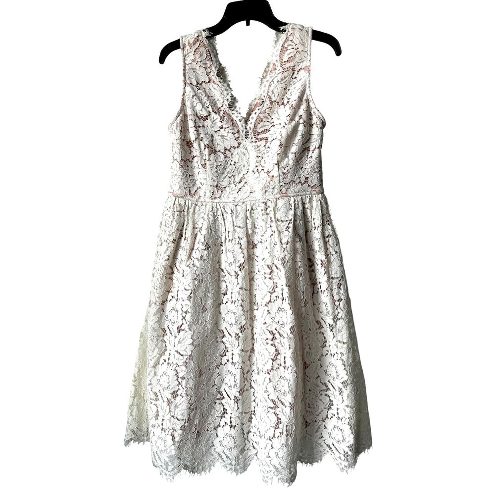 Lulu’s White Laced Bridesmaid Sleeveless Dress Women’s Large Formal Party NWT
